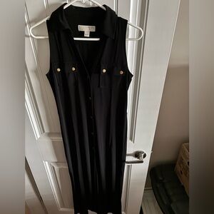 Michael Kors Black Sleeveless long maxi dress with gold accents